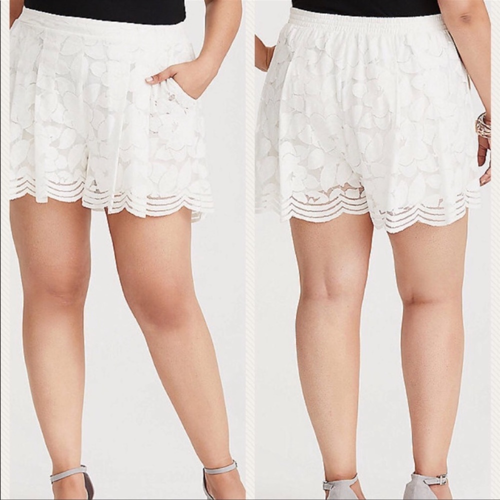 Torrid Stretch White Lace Shorts